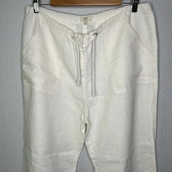 J Jill 100% White Linen Drawstring Pants - Picture 3 of 14